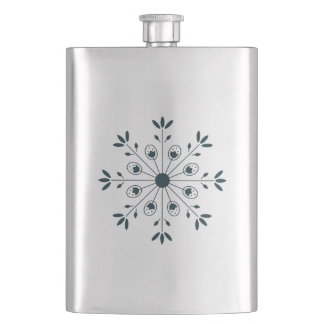 Modern Elegant Snowflake Teal Flask Fickplunta