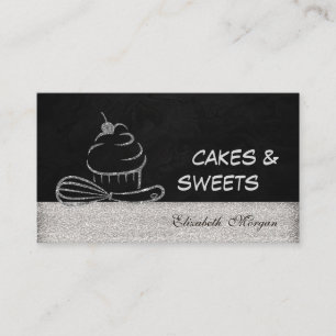 Modern Elegant Snygg Silver Glittrig Cupcake Visitkort