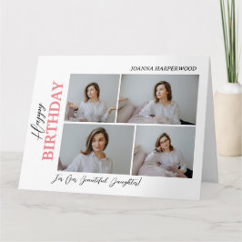 Modern Elegant Snyggt 4 Foto på födelsedagen Kort