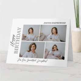 Modern Elegant Snyggt 4 Foto på födelsedagen Kort