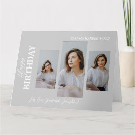 Modern Elegant Snyggt 4 Foto på födelsedagen Kort