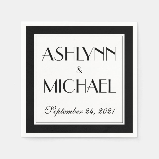 Modern Elegant Snyggt Bröllop Pappersservett (Framsidan)