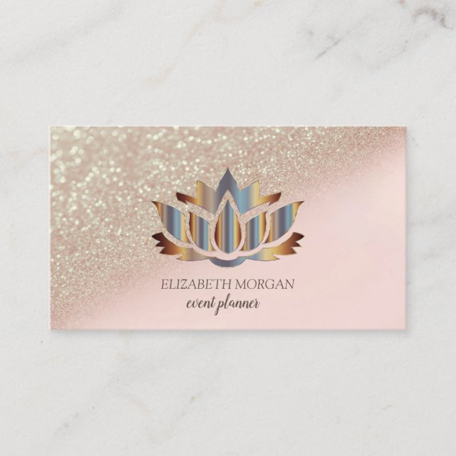 Modern Elegant Snyggt Glitter Bokeh Guld Lotus Visitkort (Framsida)