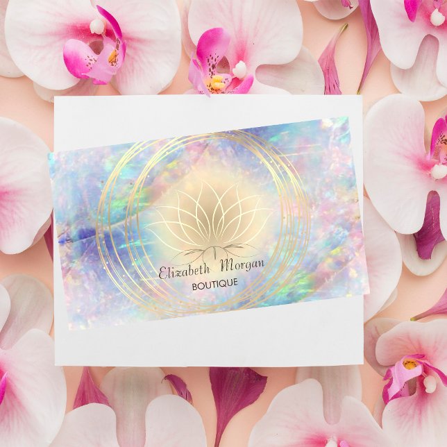 Modern Elegant Snyggt,Guld Circles Lotus Opal Visitkort (Skapare uppladdad)