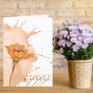 Modern Elegant-Snyggt-kort för blommande födelseda Helgkort