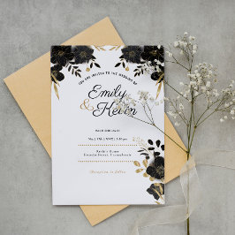 Modern, Elegant Snyggt OSA Black Flowers Anpassnin Inbjudningar