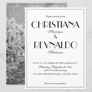 Modern Elegant Snyggt Roaring 20-tal Bröllop Photo Inbjudningar