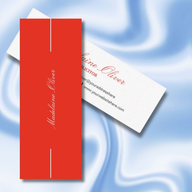 Modern Elegant Solicitor Professionell Red Mini Visitkort (Skapare uppladdad)