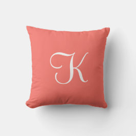 Modern Elegant Solid Coral Rosa Anpassningsbar Mon Kudde