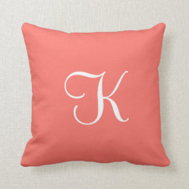 Modern Elegant Solid Coral Rosa Anpassningsbar Mon Kudde