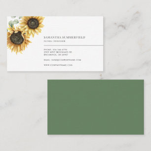 Modern Elegant Solros Eucalyptus Florist Visitkort