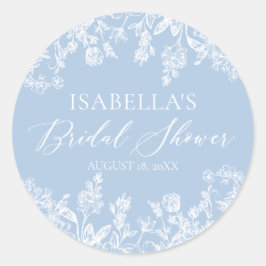 Modern Elegant Something Blue Bröllopsdusch  Runt Klistermärke