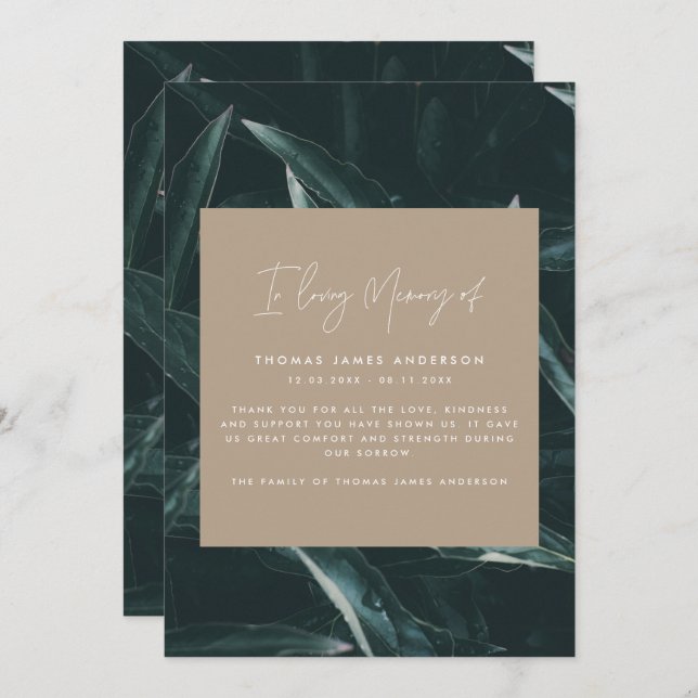 Modern elegant-sorg, dikt för att minnas (Fram/baksida)