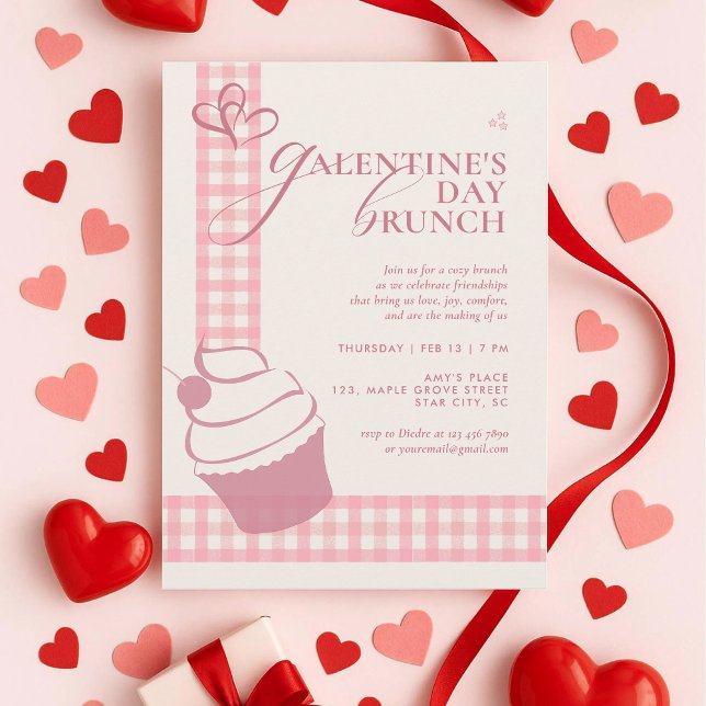 Modern Elegant Söt Rosa Typografi Galentines Dag Inbjudningar (Skapare uppladdad)