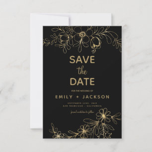 Modern Elegant Spara Blommigten Date Black Guld Datumet