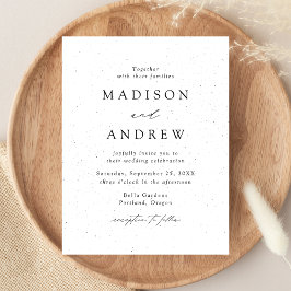 Modern Elegant Specklad Black and White Bröllop Inbjudan Vykort