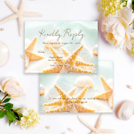 Modern Elegant Starfish Shells Ocean Beach Wedding OSA Kort