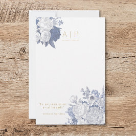 Modern Elegant Stilfull Citat Blommig Blå Brevpapper