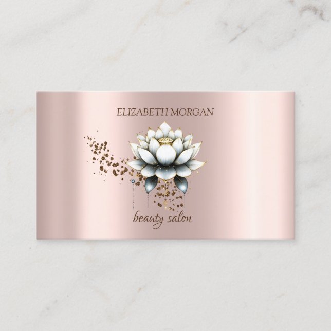 Modern Elegant Stilfull Diamanter Vit Lotus  Visitkort (Framsida)