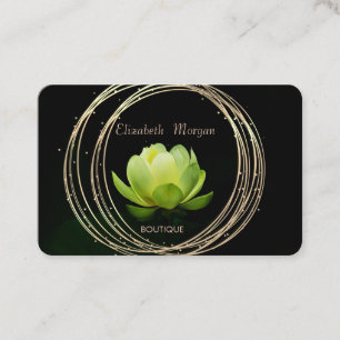 Modern Elegant Stilfull Guld Cirklar Grön Lotus Visitkort