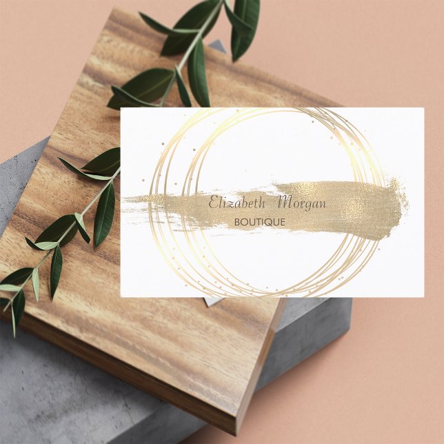 Modern Elegant Stilfull Guld Cirklar Penseldrag Visitkort (Skapare uppladdad)