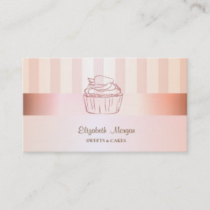 Modern Elegant Stilfull Randig Cupcake Visitkort