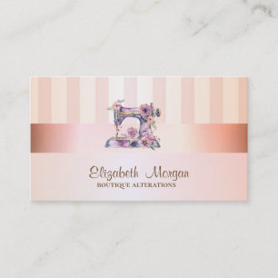 Modern Elegant Stilfull Randig Symaskin Visitkort