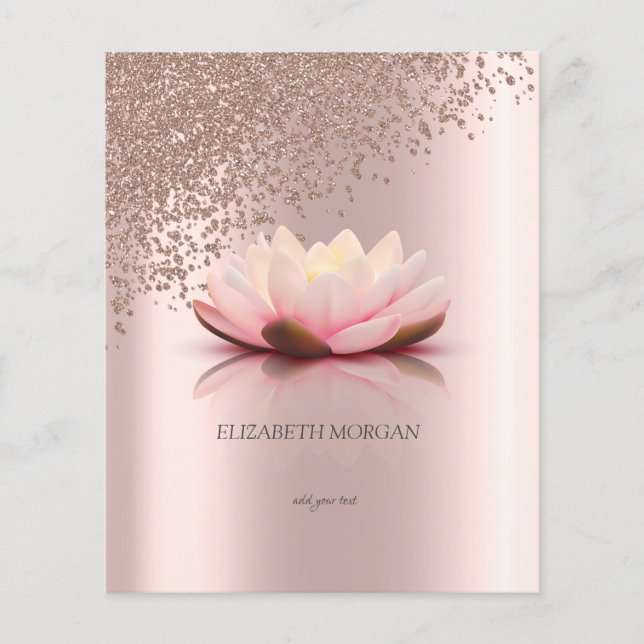Modern Elegant Stilfull Rosa Guld Diamanter Lotus Flygblad (Framsidan)