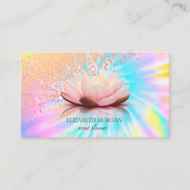 Modern Elegant Stilren Diamanter Lotus Tie Dye Visitkort (Framsida)