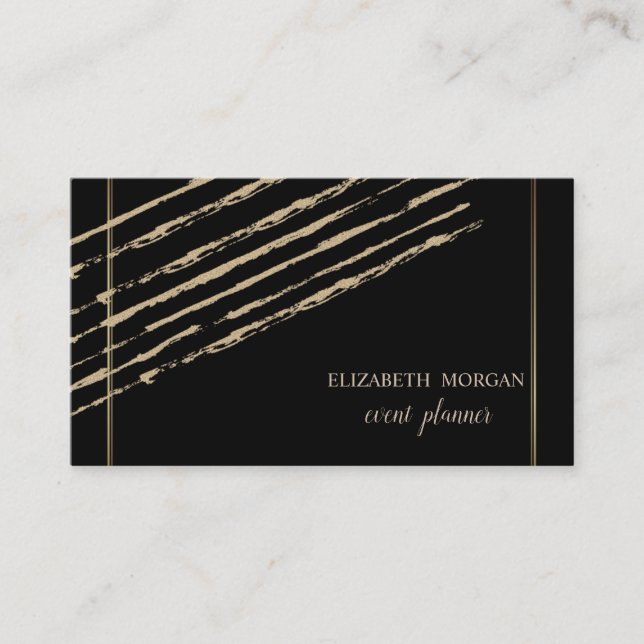 Modern Elegant Stilren, Glittrande Ränder, Svart Visitkort (Framsida)
