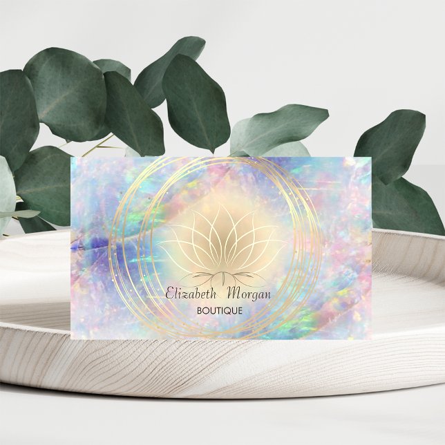 Modern Elegant Stilren, Guld Cirklar Lotus Opal Visitkort (Skapare uppladdad)