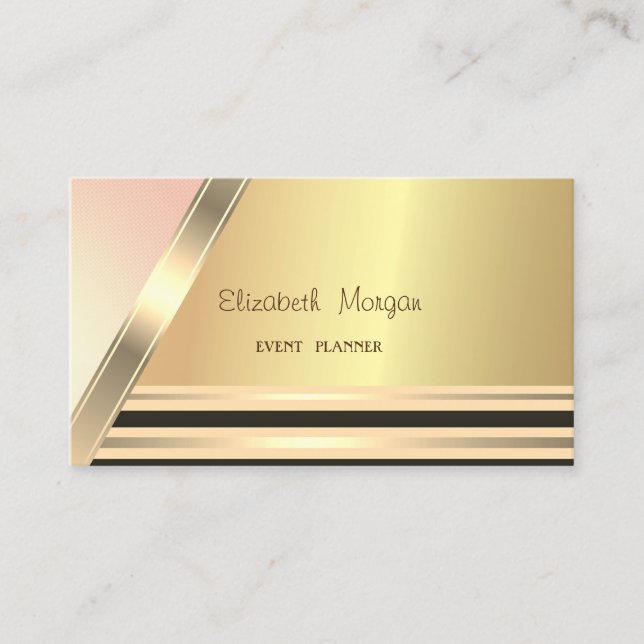 Modern Elegant Stilren Randig, Guld Visitkort (Framsida)