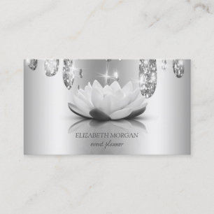 Modern Elegant Stilren Silver Lotus, Dropp Visitkort