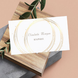 Modern Elegant Stilren, Vit, Guld Cirklar Visitkort