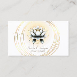 Modern Elegant Stilren Vit Lotus Guld Cirklar Visitkort