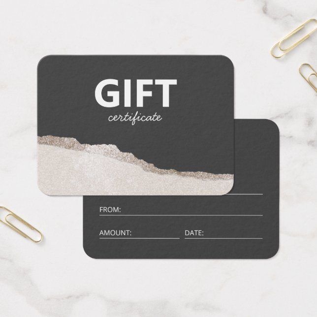 Modern Elegant Stone Grått Agate Gift Certificate Visitkort (Kontor)