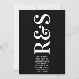 Modern Elegant Stor Monogram Fet Enkel Bröllop Inbjudningar