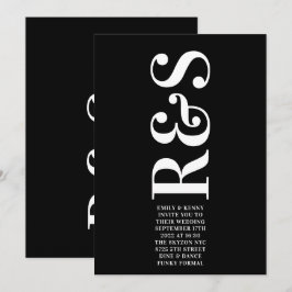 Modern Elegant Stor Monogram Fet Enkel Bröllop Inbjudningar