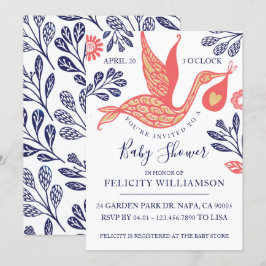 Modern Elegant Stork Flicka Shower-inbjudan Inbjudningar