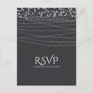 Modern Elegant Sträng av Ljussättning Bröllop RSVP Inbjudan Vykort