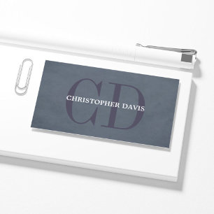 Modern Elegant Struktur Blue Monogram Consultant Visitkort