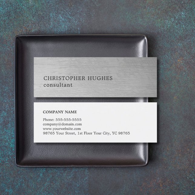 Modern Elegant Struktur Grått Consultant Mini Visitkort (Skapare uppladdad)