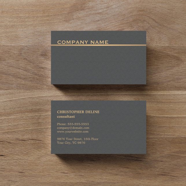 Modern Elegant Struktur Grått Faux Guld Consultant Visitkort (Skapare uppladdad)