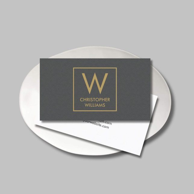 Modern Elegant Struktur Grått Monogram Attorney Visitkort (Skapare uppladdad)