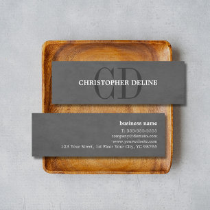 Modern Elegant Struktur Grått Monogram Consultant Mini Visitkort