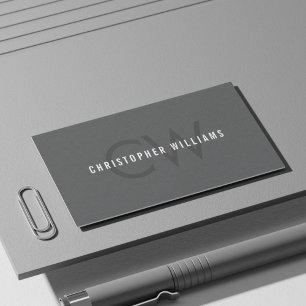 Modern Elegant Struktur Grått Monogram Consultant Visitkort