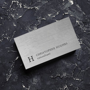 Modern Elegant Struktur Grått Monogram Consultant Visitkort