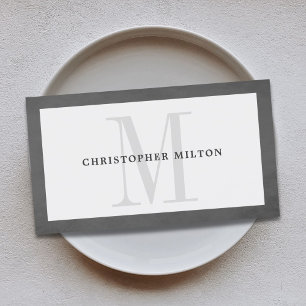 Modern Elegant Struktur Grått Monogram Consultant Visitkort