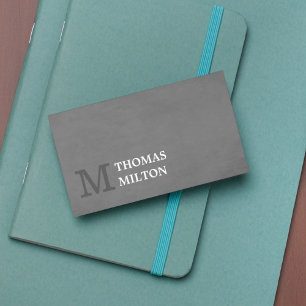Modern Elegant Struktur Grått Monogram Consultant Visitkort