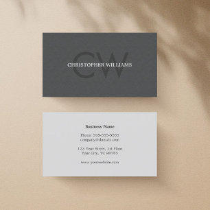 Modern Elegant Struktur Grått Monogram Consultant Visitkort